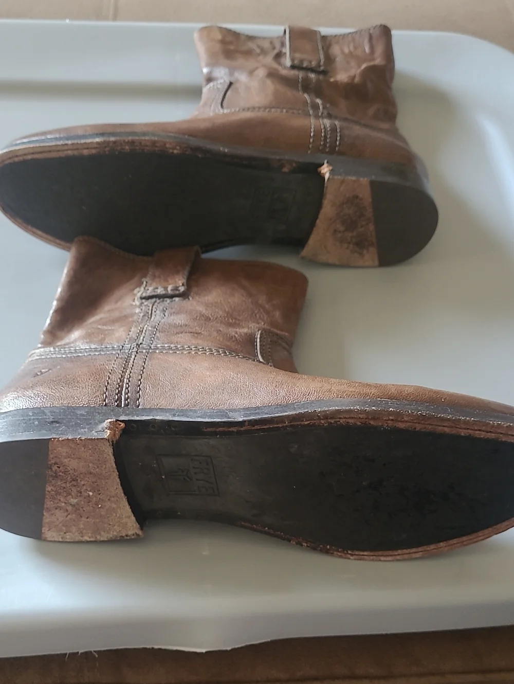 Frye Women's Anna Shortie Brown Leather Pull-On Boots Size 8